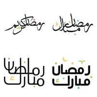 Black Arabic Calligraphy Ramadan Kareem Vector Design for Muslim Celebrations.