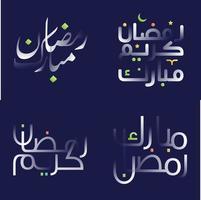 Glossy White Ramadan Kareem Calligraphy Pack with Eye-catching Design Elements in Multiple Colors vector