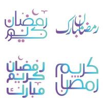 Vector Illustration of Gradient Ramadan Kareem Calligraphy for Muslim Celebrations.