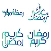 Elegant Gradient Green and Blue Calligraphy for Ramadan Kareem Greetings Vector Design.