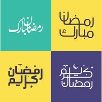 Vector Set of Simple Arabic Calligraphy for Muslim Greetings and Festivities in Modern Style.