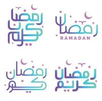 Vector Illustration of Elegant Gradient Ramadan Kareem Calligraphy.