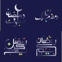 Ramadan Kareem Calligraphy with White Glossy Effect and Colorful Design Elements vector