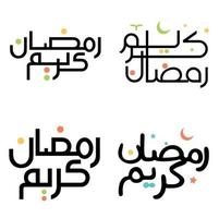 Vector Design of Black Ramadan Kareem Wishes with Elegant Arabic Calligraphy.