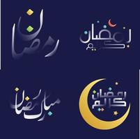 Glossy Ramadan Kareem Calligraphy Pack with a Splash of Color vector
