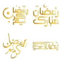 Elegant Golden Ramadan Kareem Vector Design with Arabic Calligraphy.