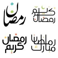 Celebrate Black Ramadan Kareem with Vector Illustration of Arabic Calligraphy Design.