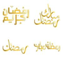 Vector Illustration of Golden Ramadan Kareem Wishes for Muslim Celebrations.