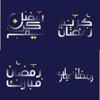 Multicolored Ramadan Kareem Calligraphy Set in White Glossy Effect for Islamic Greetings and Invitations vector