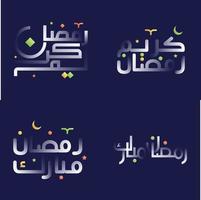 Multicolored Ramadan Kareem Calligraphy Set in White Glossy Effect for Islamic Greetings and Invitations vector