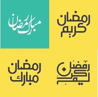 Celebrate the Holy Month of Ramadan with Simple and Elegant Arabic Calligraphy Pack. vector