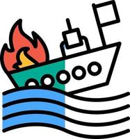 Burning Ship Vector Icon Design