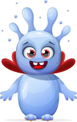 A funny cartoon blue monster