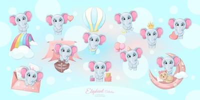 Cute elephant collection vector