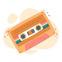 Audio cassette tape love songs isolated on a white background. Trendy 80s 90s vector illustration.