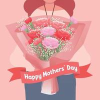 celebrando de la madre día con un ramo de flores de claveles vector