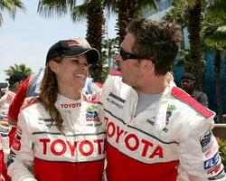 Jamie Little  Daniel Goddard celebrating after Jamie won the celeb raceToyota Long Beach Grand Prix  ProCeleb Race 2008 Long Beach  CAApril 19 20082008 photo