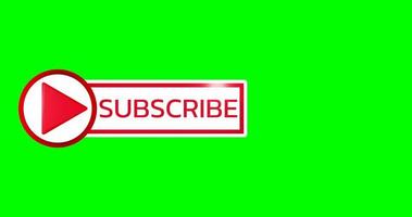 Subscribe button with reveal animation on green screen. video