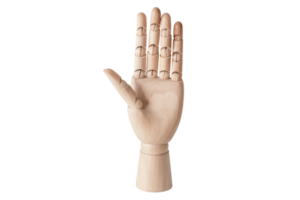 Beige wooden hand isolated on a transparent background png
