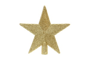 Gold christmas star isolated on a transparent background png