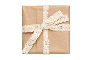 Beige gift box isolated on a transparent background png