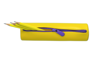 Yellow pencil case isolated on a transparent background png