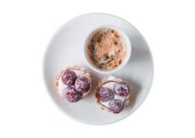 White plate with desserts isolated on a transparent background png