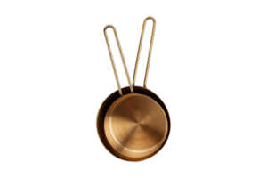Golden measuring cups isolated on a transparent background png