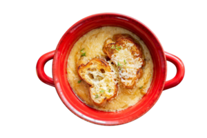 Red bowl with food isolated on a transparent background png