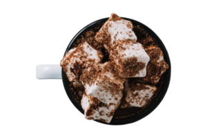 Cup with chocolate and marshmellows isolated on a transparent background png
