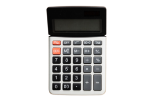 Black calculator isolated on a transparent background png