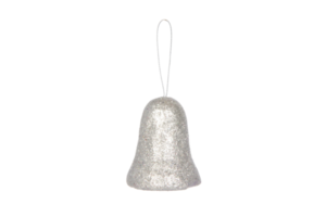 Silver christmas bell decor isolated on a transparent background png