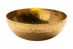 Golden bowl tableware isolated on a transparent background png