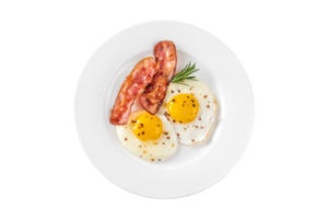 des œufs et Bacon petit déjeuner isolé sur une transparent Contexte png