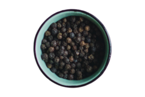 Black pepper in a bowl isolated on a transparent background png