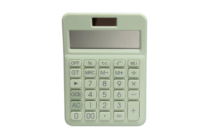 Green calculator isolated on a transparent background png