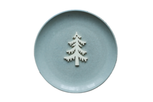 Green plate with chrismas decor isolated on a transparent background png