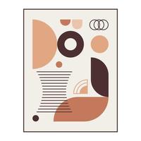 Bauhaus geometric poster with abstract shapes in boho colors. vector