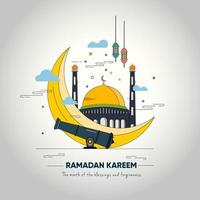 Ramadán kareem saludo tarjeta ilustración vector