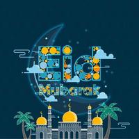 eid Mubarak dibujos animados ilustración vector