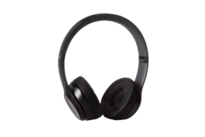 Black headphones isolated on a transparent background png