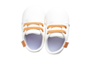 White baby shoes isolated on a transparent background png