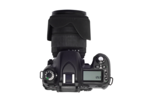 Black professional camera isolated on a transparent background png
