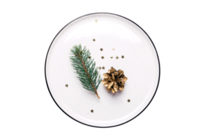 blanc assiette avec Noël décor isolé sur une transparent Contexte png