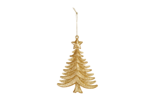 Gold christmas tree isolated on a transparent background png