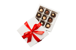 blanc boîte avec des chocolats isolé sur une transparent Contexte png