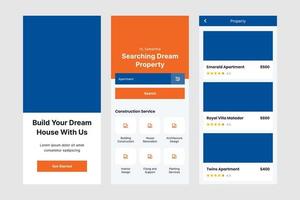 Property design application ui kit for android and ios mobile vector