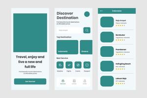 Travel design application ui kit for android and ios mobile vector