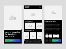 Clean UI UX design template vector. Suitable for mobile application streaming movies, food delivery, traveling, and grocery. vector