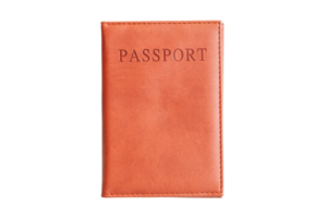 Orange passport case isolated on a transparent background png